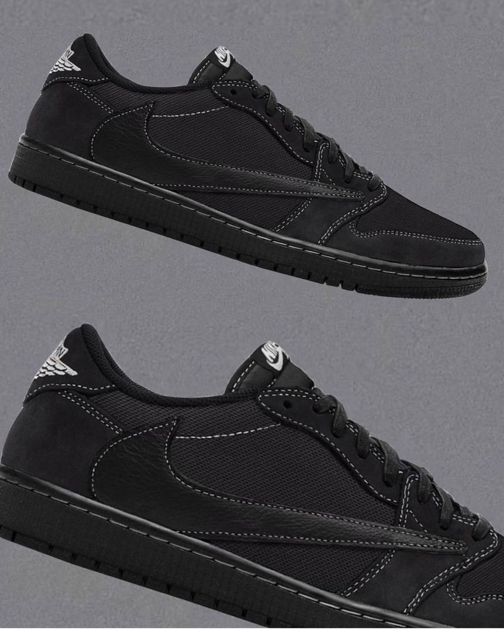 Появились первые фотографии Travis Scott x Jordan 1 Low “Black/Phantom”.