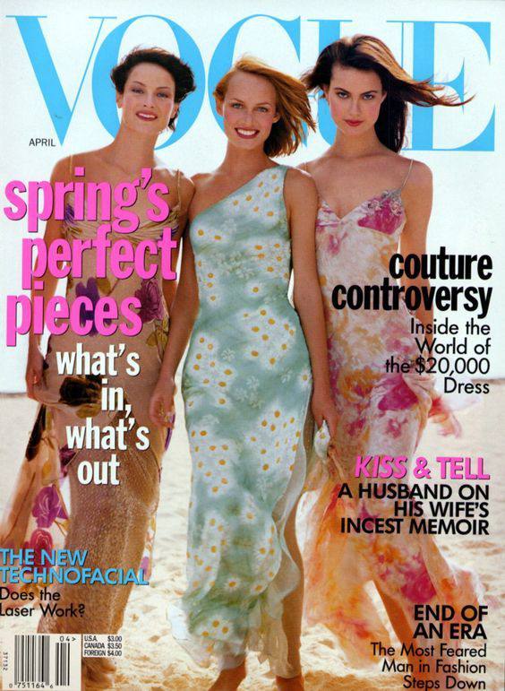 Та же троица в американском Vogue в 1997-м и 1999-м годах. Дружат Каролин...